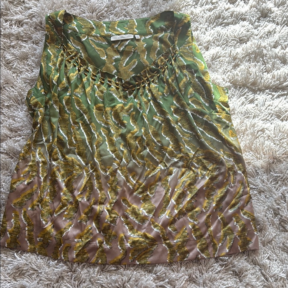 Chico's Green and Gold Sleeveless Top